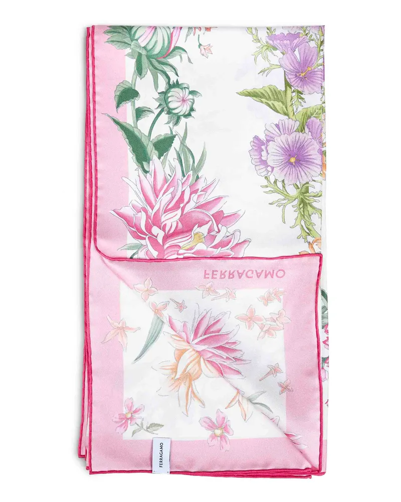 Ferragamo Women's Silk Scarf Primavera Print Multicolour Scarfs Pink