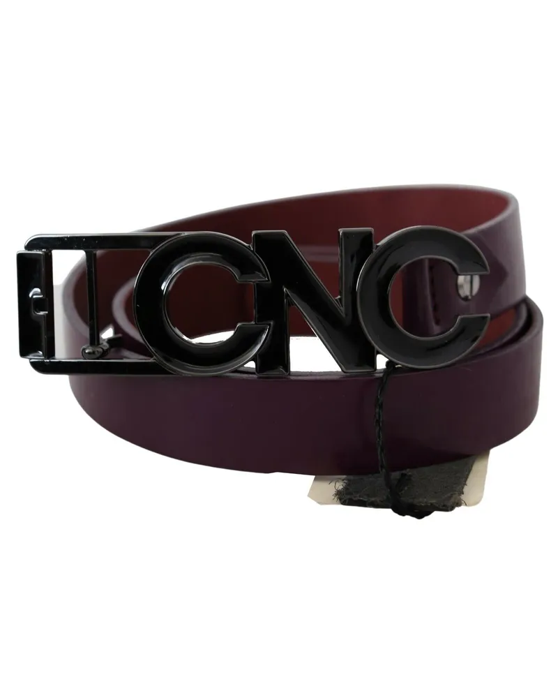 CoSTUME NATIONAL Women's Brown Leather Large Logo Letter Buckle Belt Brown