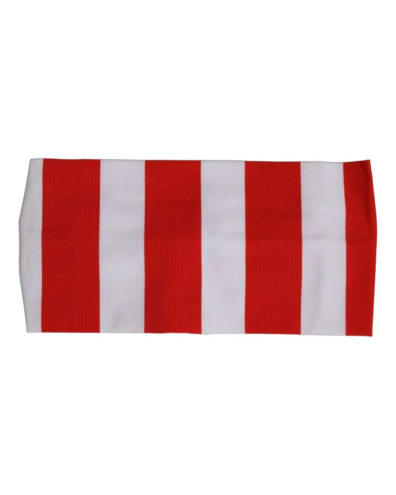 Dolce & Gabbana Women's Red White Stripes Nylon Head Wrap Headband Black Cashmere Accessory Red