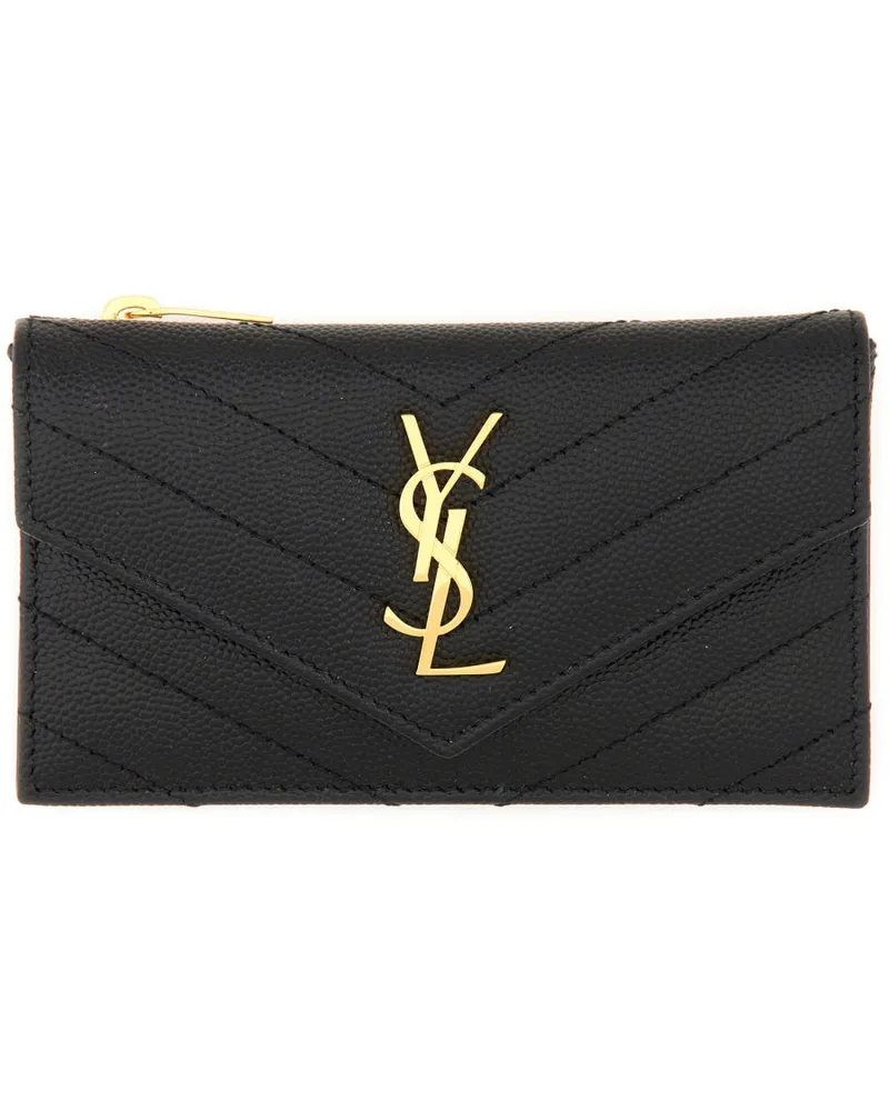 Saint Laurent Cassandre Card Case — Black Black
