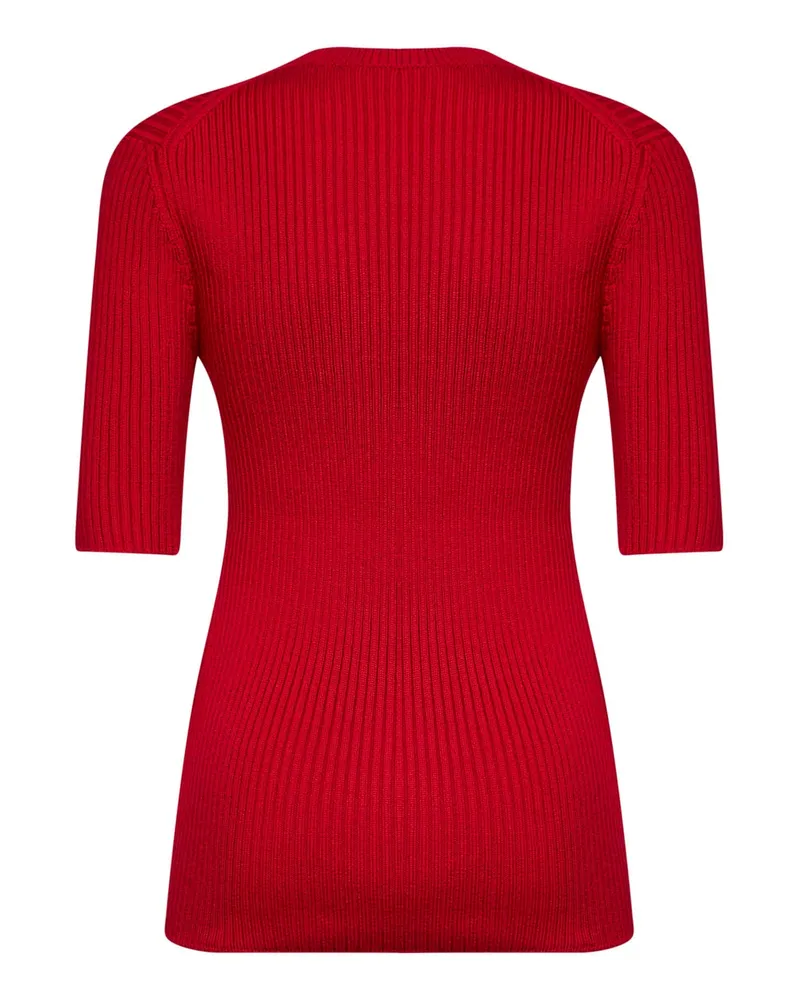 Prada Women's Sweater Rib-Knit Virgin Wool Red Red