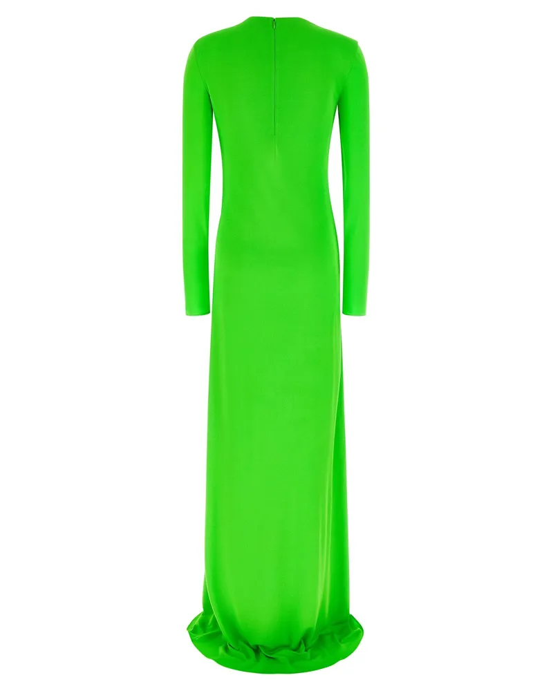 Tom Ford Long Sleeve Slash Front Evening Dress — Green Green