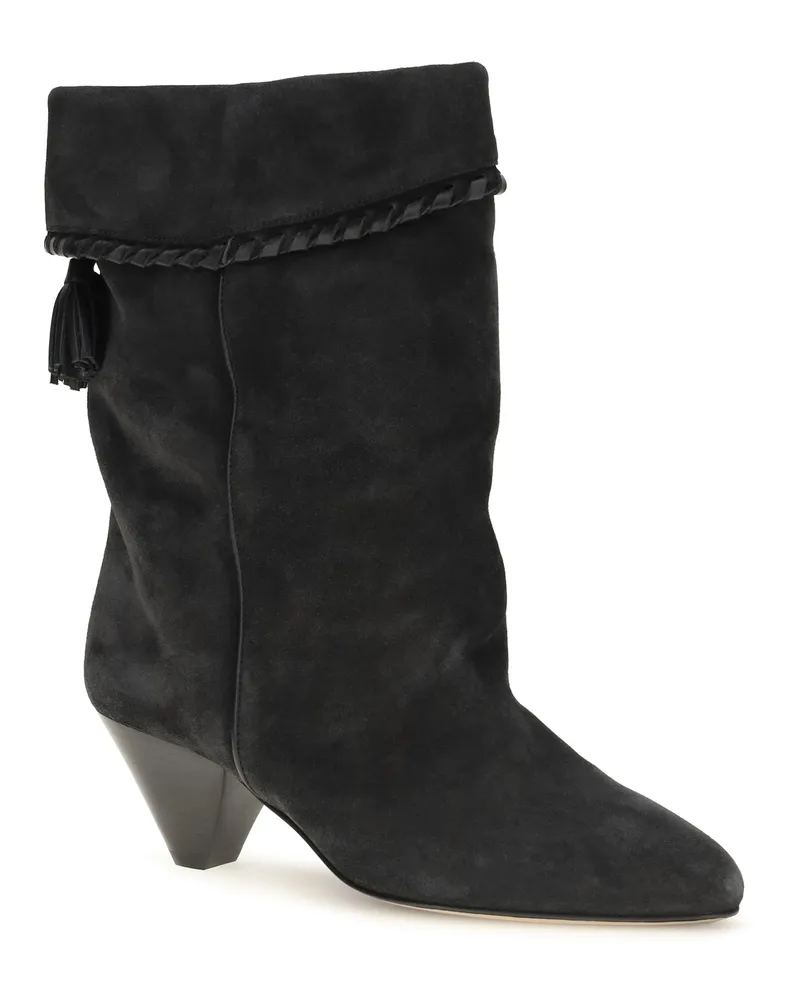 Isabel Marant Women's Draped Suede Boots Faded Black Calf Leather Bos Taurus Faded