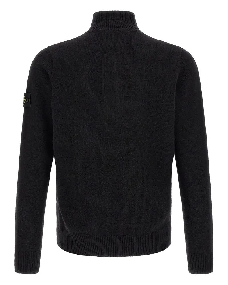 Stone Island Wool Half-Zip Sweater — Black Black