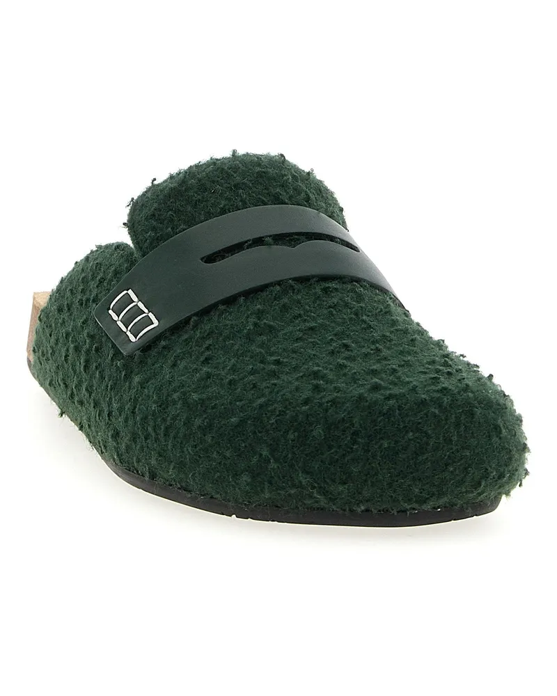 J.W.Anderson Textured Felt Loafer Mule — Green Green