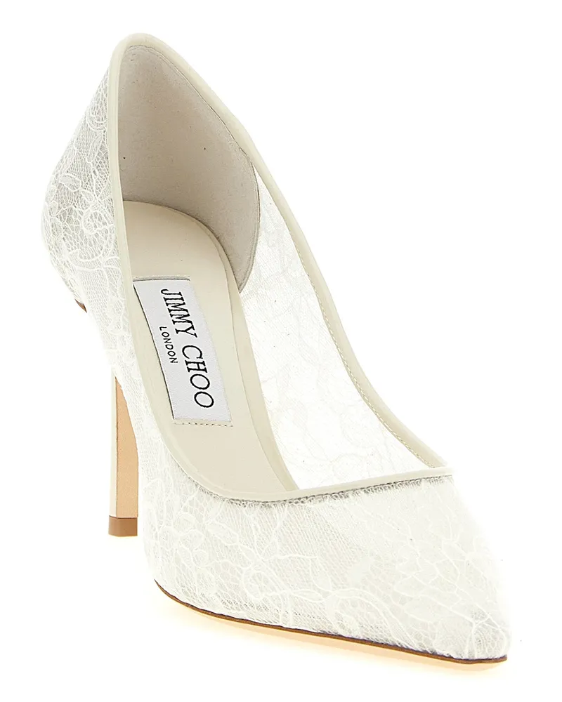 Jimmy Choo Women's White Tencel High Heel Pumps White