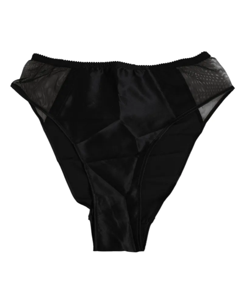Dolce & Gabbana Women Black Silk Stretch High Waist Panty Underwear 08+se Clothing Black