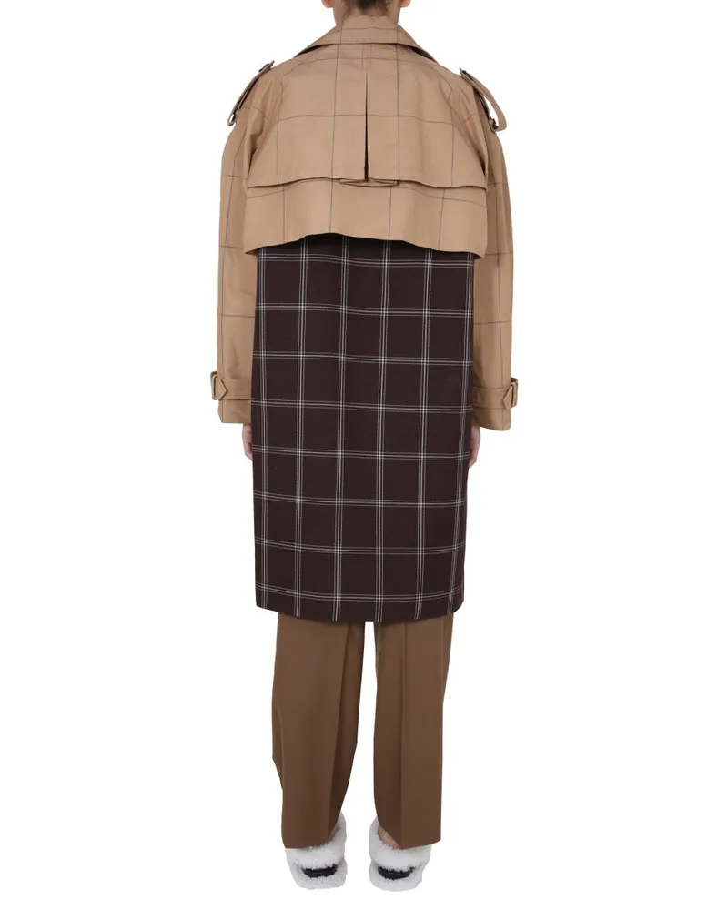 Marni Double-Breasted Mirror Reverse Trench Coat — Brown Brown