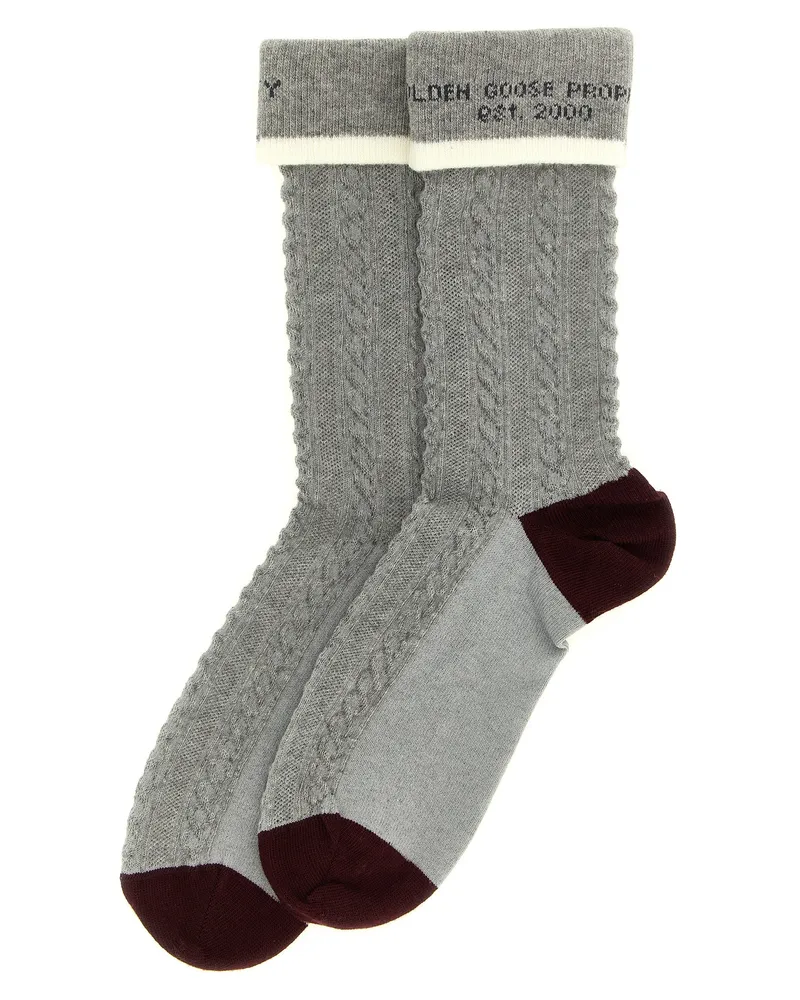 Golden Goose Women Gray Cotton Socks Clothing Gray