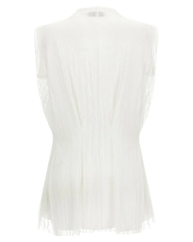 Alberta Ferretti Asymmetrical Tulle Tunic — White White
