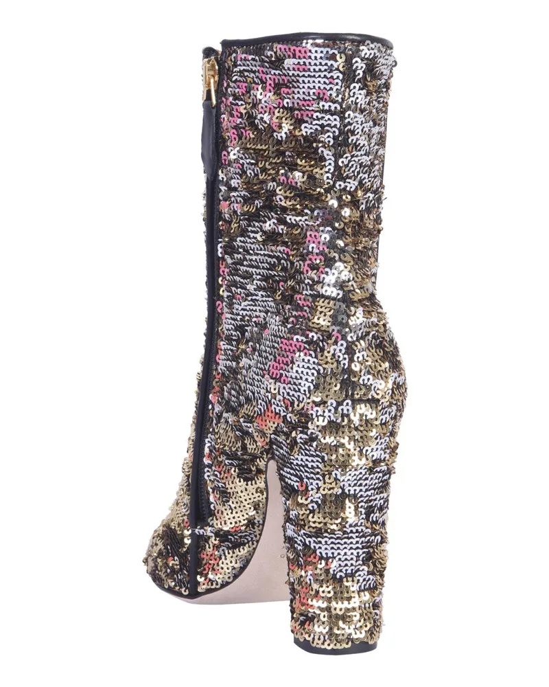 Paris Texas Sequin-Embellished Boot — Gold Gold