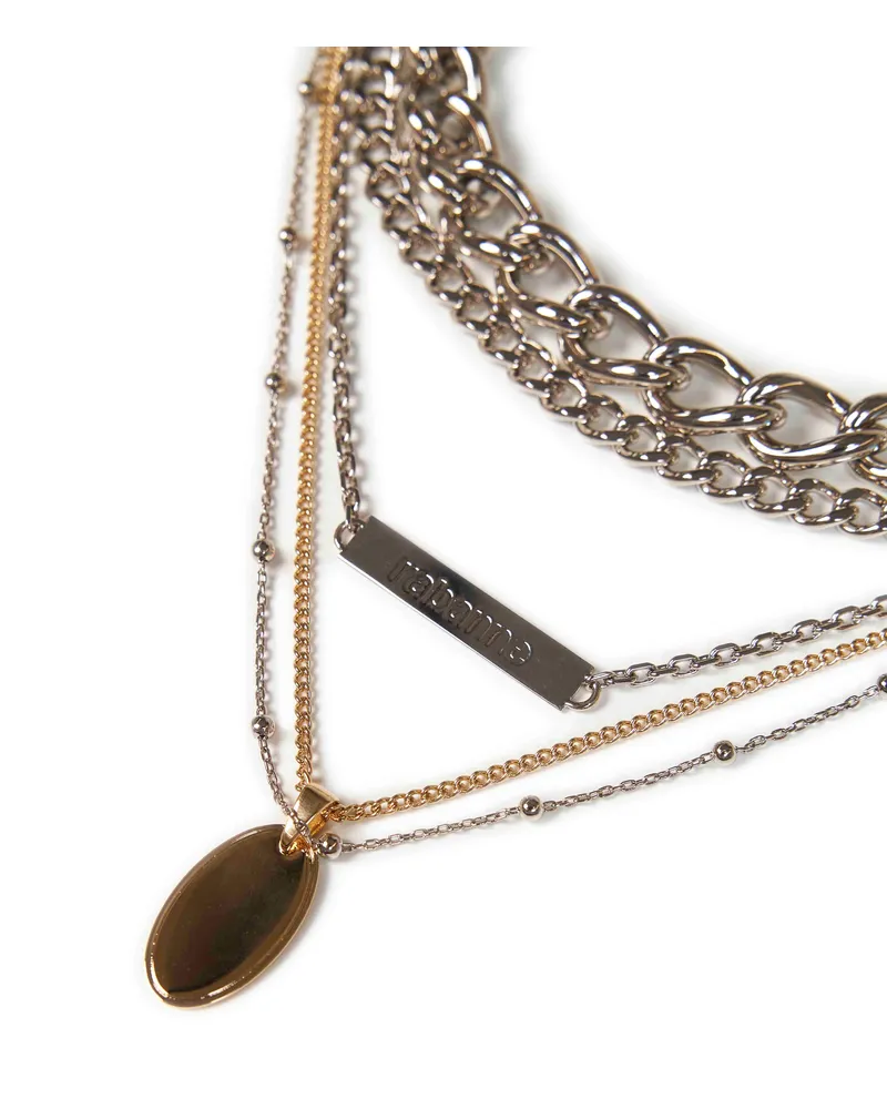 Paco Rabanne Mixed-Chain Multi-Strand Necklace — Silver Silver