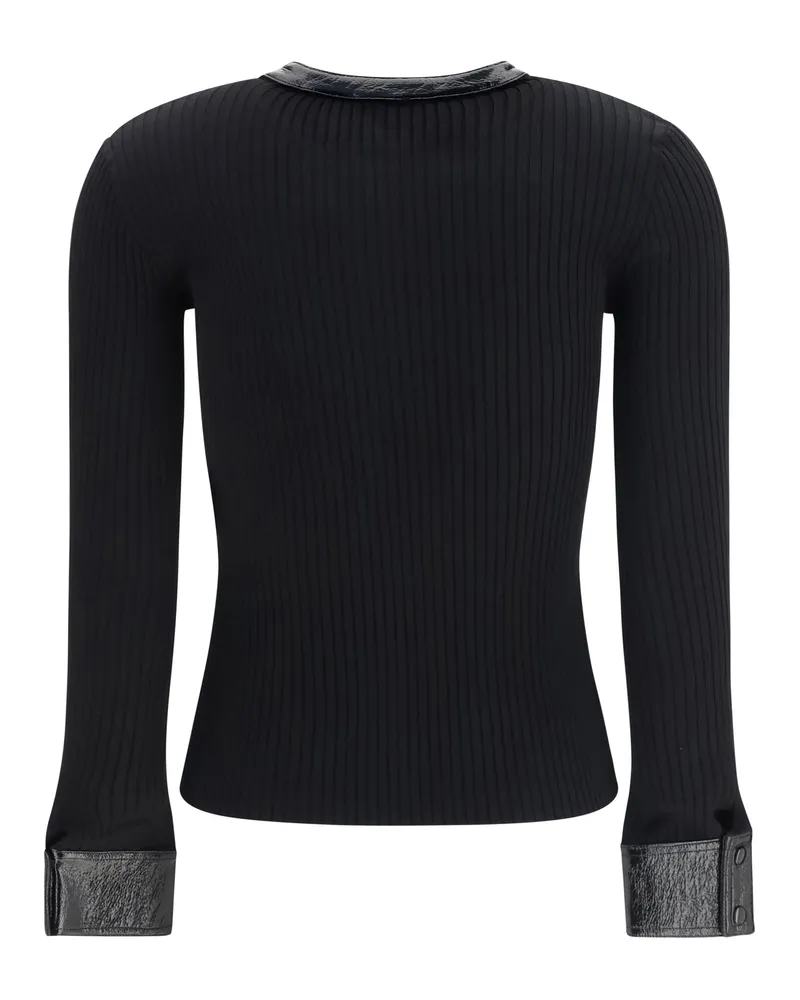 Courrèges Women's Vinyl And Knit Cardigan Black Viscose; Polyester Sweater 