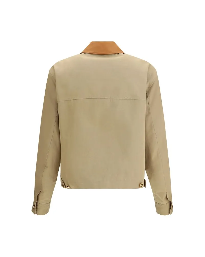 Versace Men's Beige Cotton Full-Length Jacket Clothing Beige