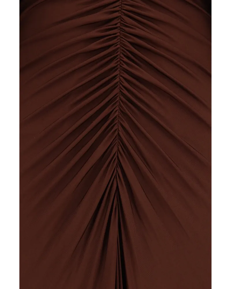 Self-Portrait Women's Dress Jersey Midi Brown Viscose Brown