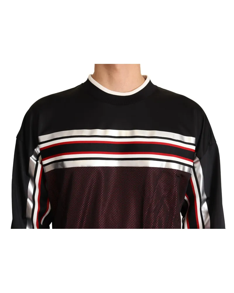 Dolce & Gabbana Men's Black Red Mesh Sport Pullover Crewneck Sweater Nylon Clothing Black