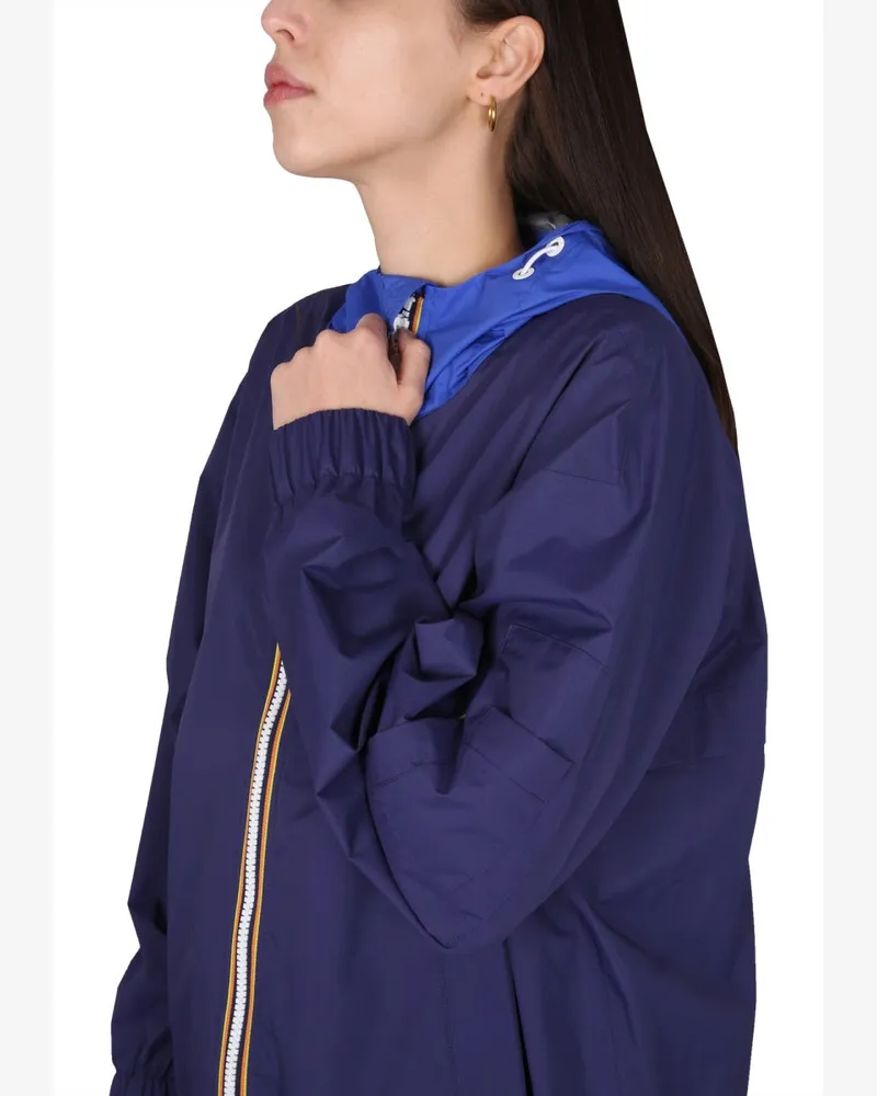K-Way Hooded Nylon Jacket — Blue Blue