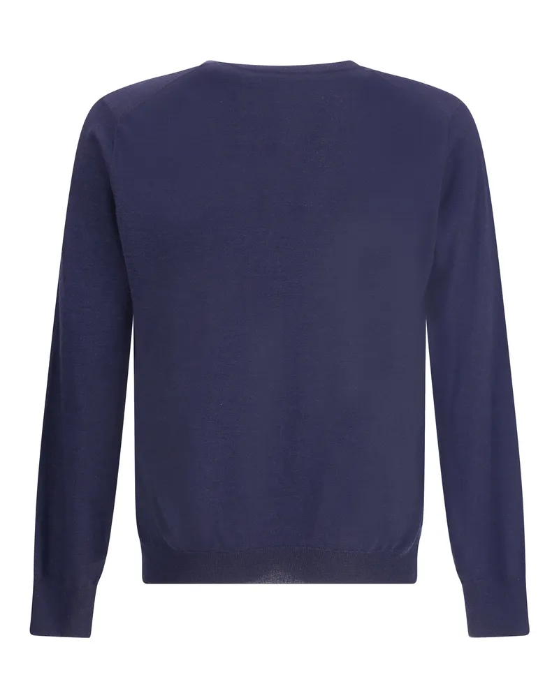 Brunello Cucinelli Men's Ultrafine Virgin Wool Sweater Navy+grigio Scuro Navy