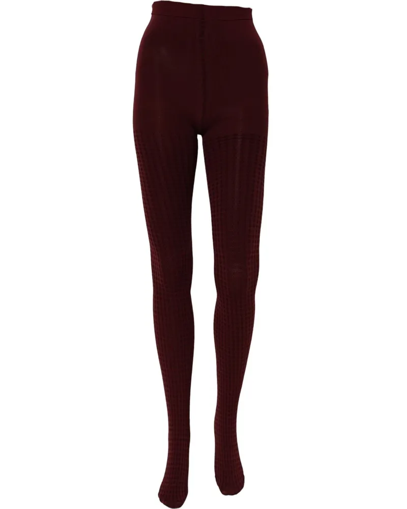 Dolce & Gabbana Women's Burgundy Nylon Fishnet Pantyhose Stockings Socks Clothing Burgundy
