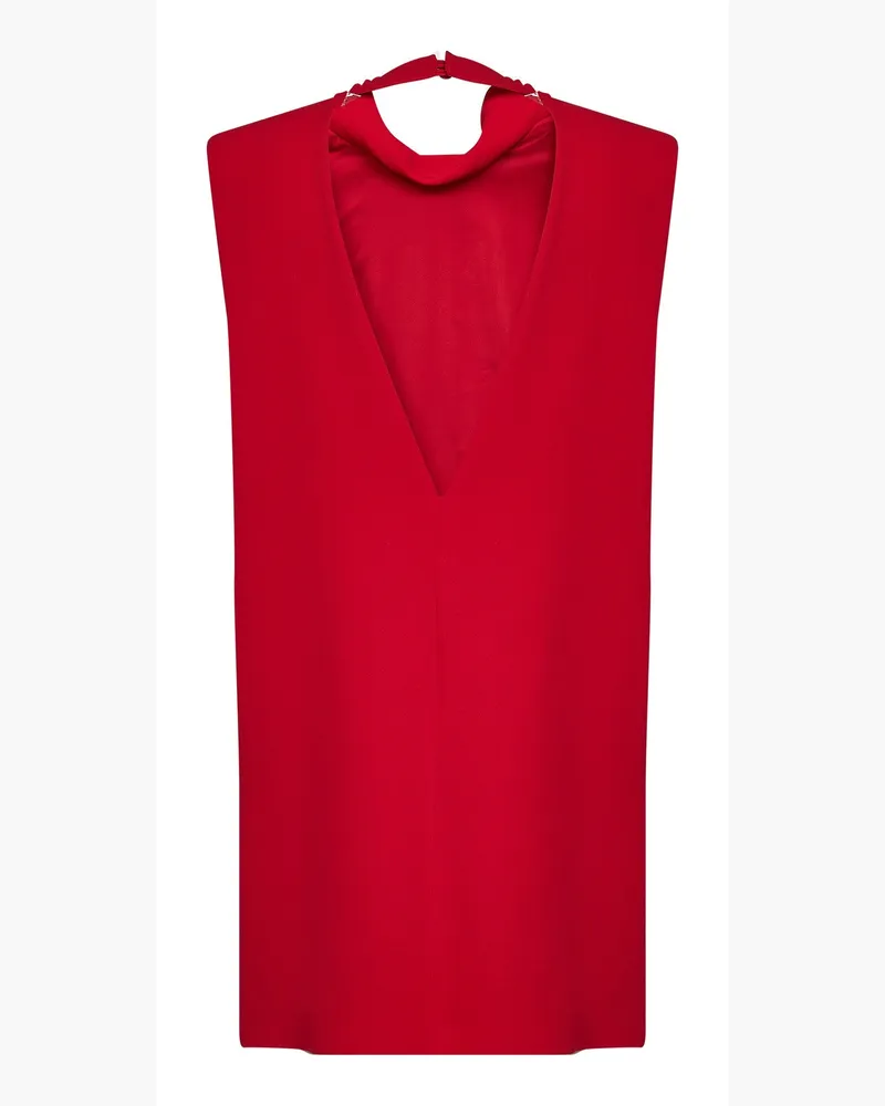 Valentino Garavani Draped Collar Silk Mini Dress — Red Red