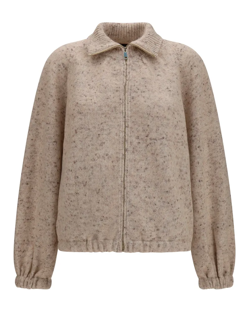 Fabiana Filippi Women's Bomber Jacket Bouclé With Lurex Beige Knitwear Sweater Beige