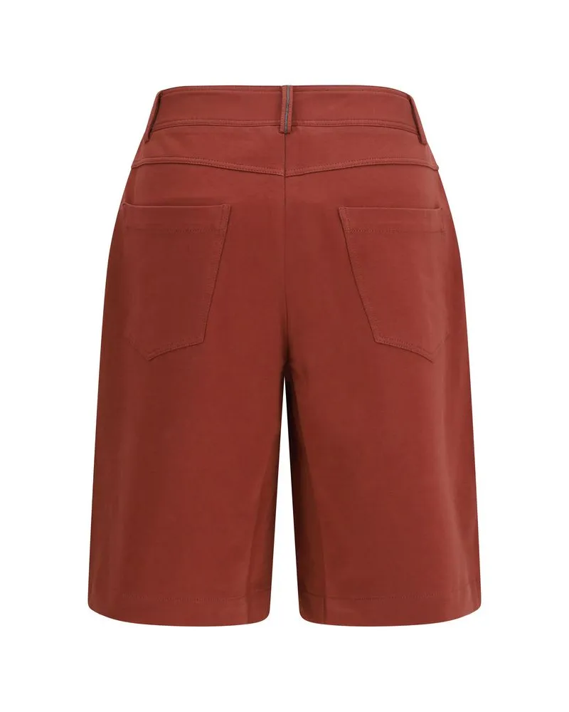 Brunello Cucinelli Women's Multicolor Cotton Bermuda Shorts Red