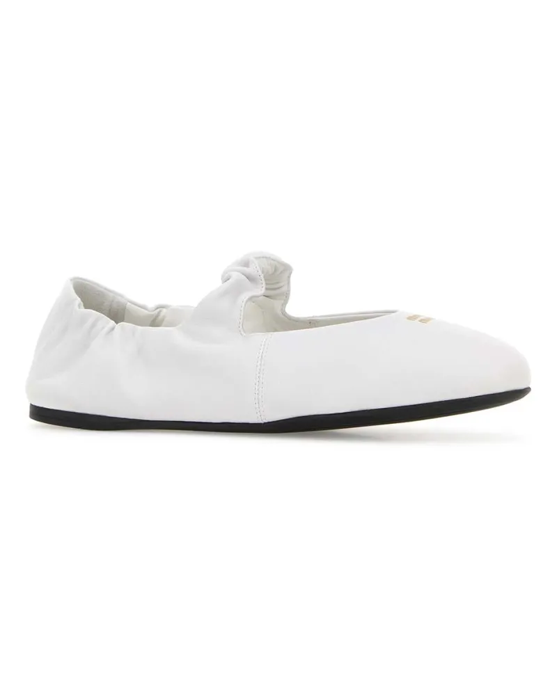 Miu Miu Women's White Nappa Leather Ballerinas Bianco Ballerine Flat Shoes White