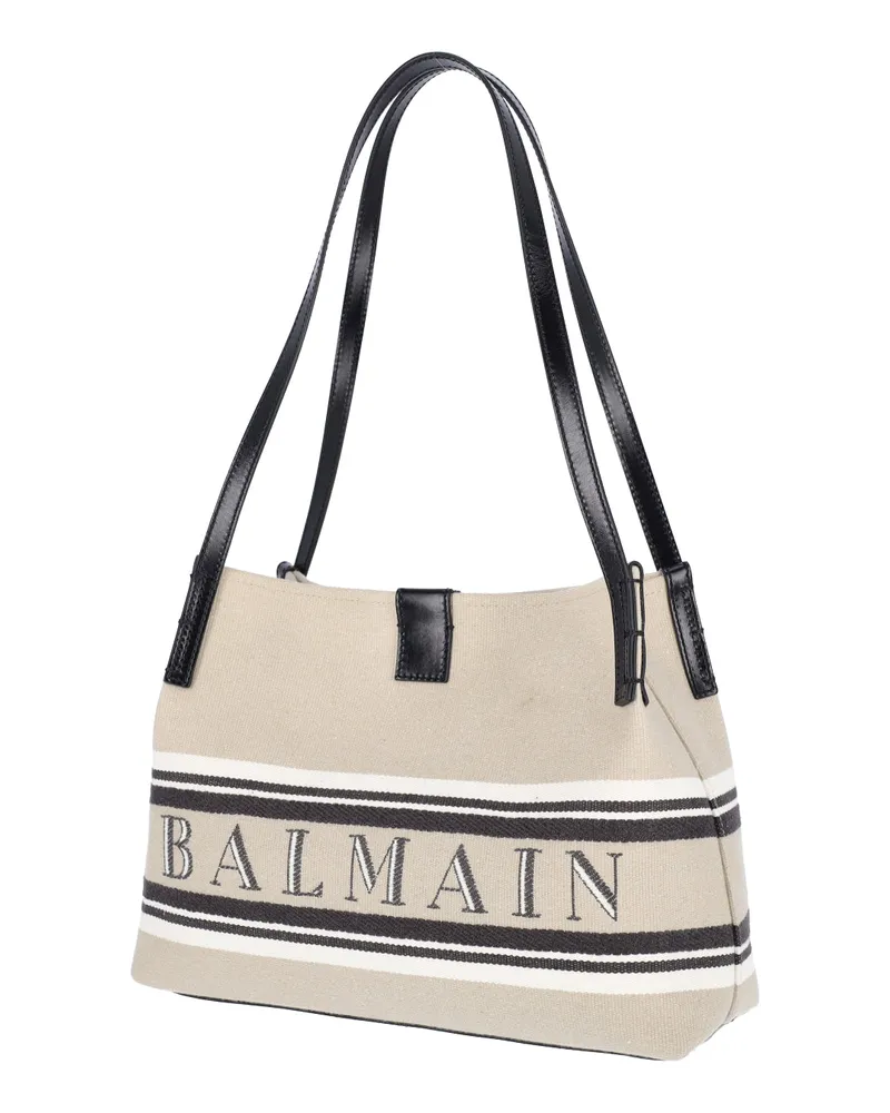 Balmain Women's Bags White Cotton Beige