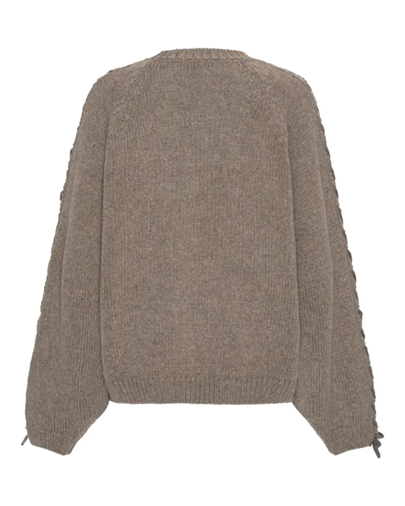 ROTATE Birger Christensen Women's Knit Sweater Lacing Fossil No Lining Jumpers Gray