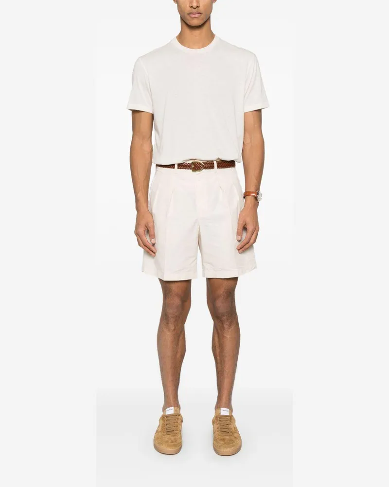 Tom Ford Men's T-Shirt Ribbed Crewneck Ivory Cotton T-Shirts And Polos White