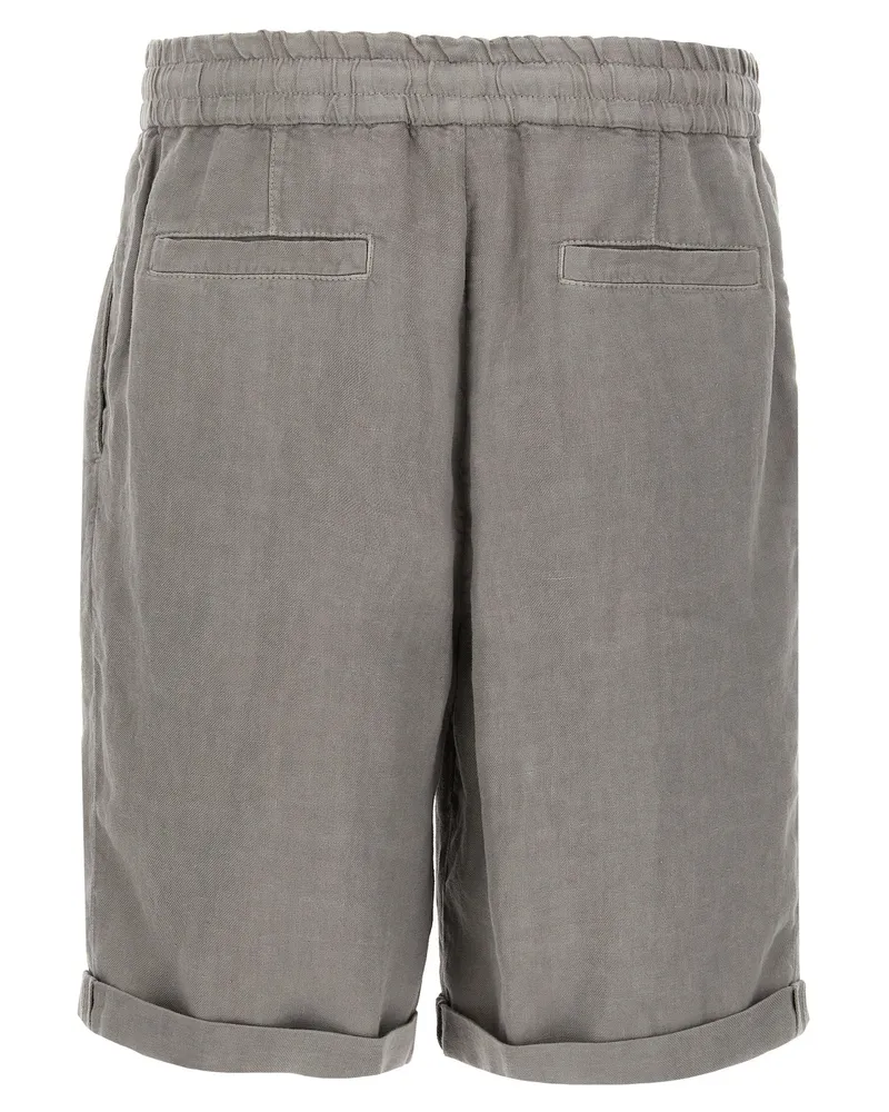 Brunello Cucinelli Garment-Dyed Linen Bermuda Shorts — Gray Gray