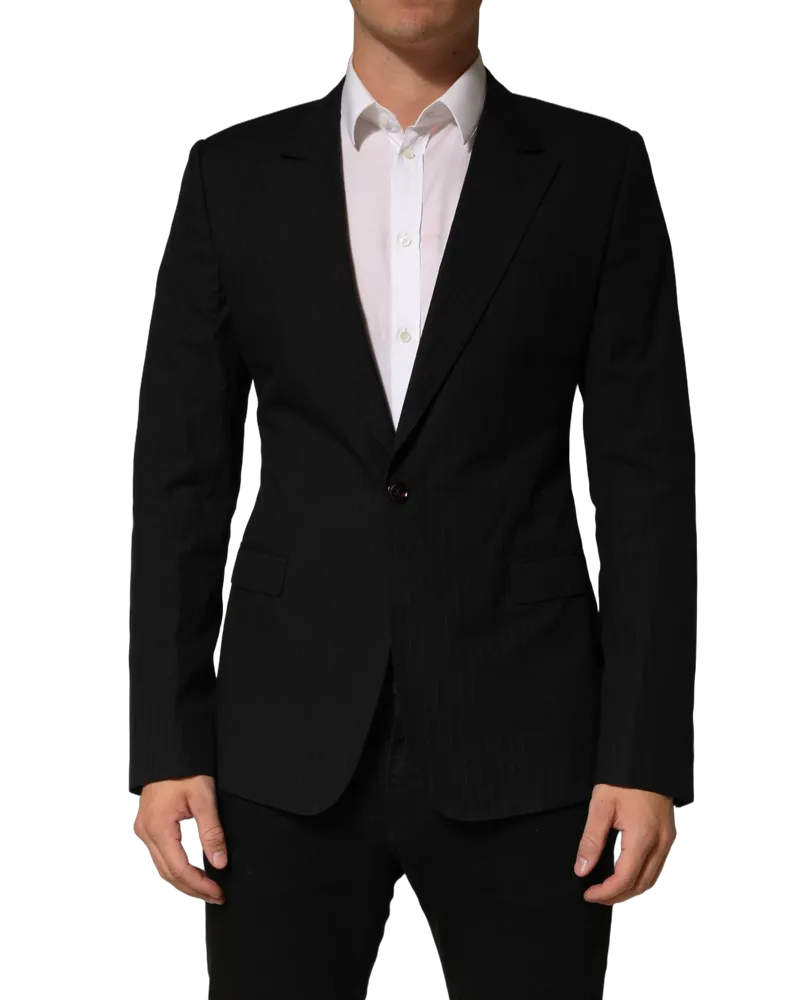 Dolce & Gabbana Pinstriped Cotton Blazer — Black Black