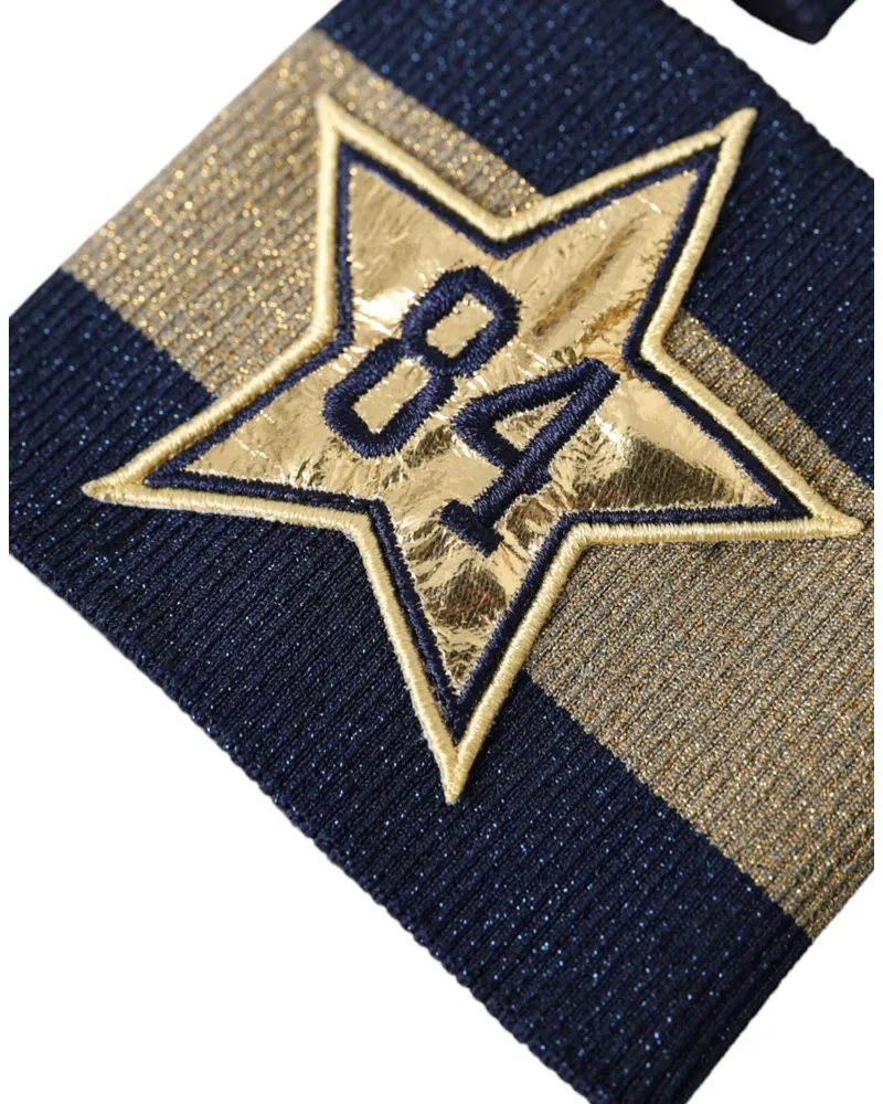 Dolce & Gabbana Men's Black Gold Logo Star 84 Viscose Wristband Polyester Film Fiber Accessory Navy