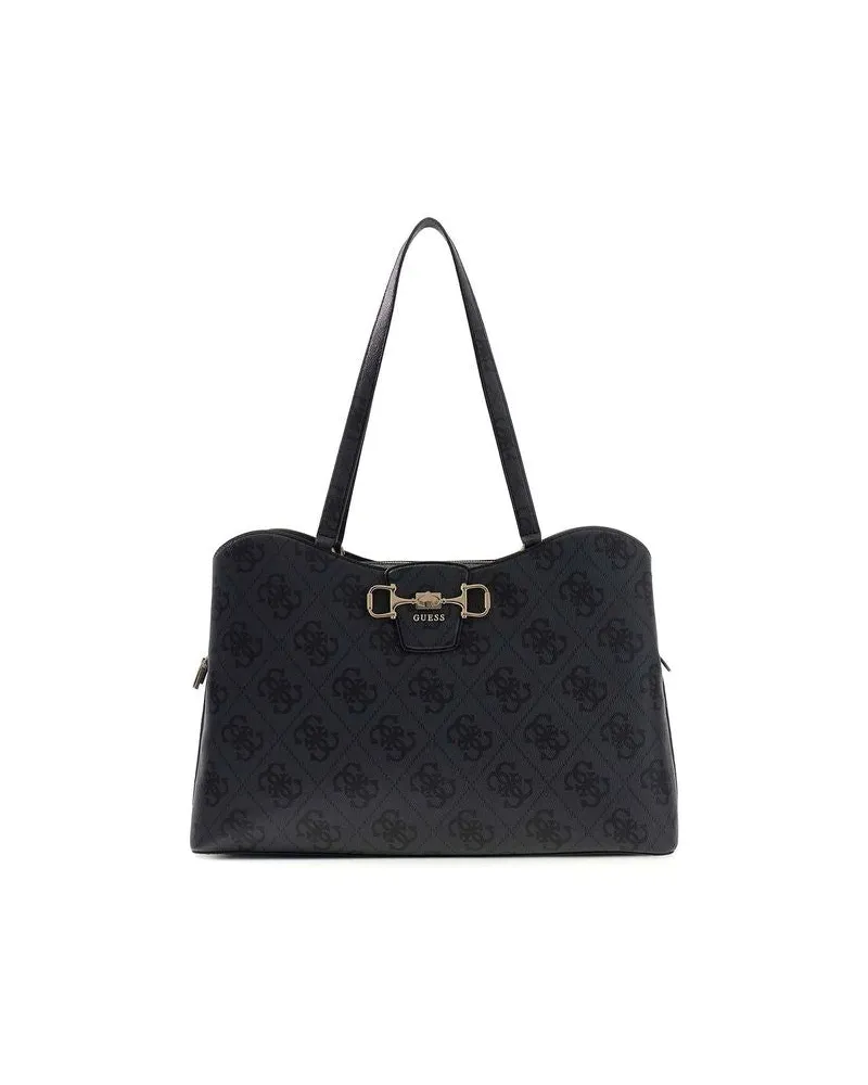 Guess Women's Tote Bag Coal Logo Polyurethane - Tote-Bags Black
