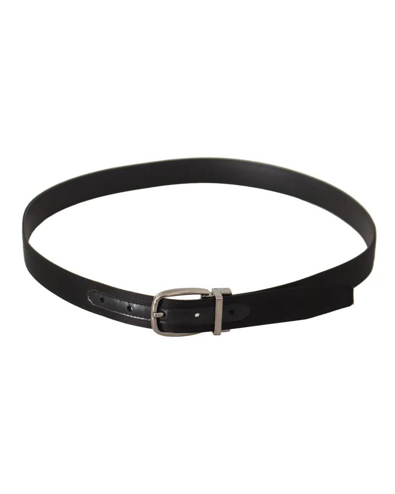 Dolce & Gabbana Leather with Logo Buckle Belt — Black Black