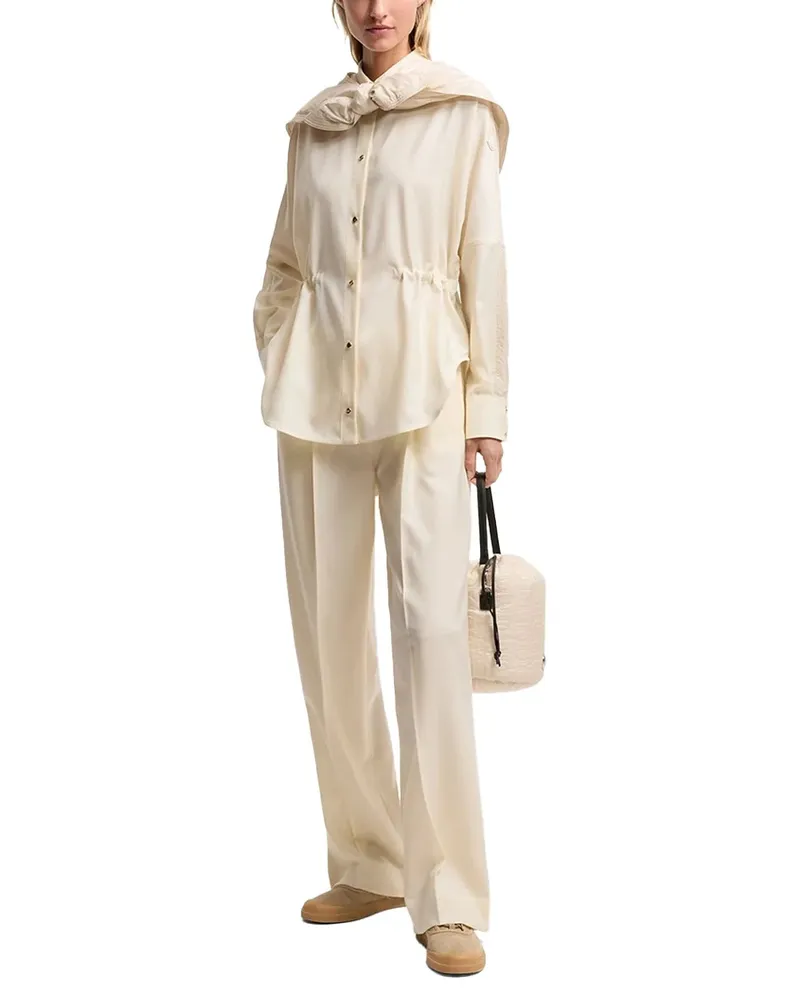 Moncler Wool-Gabardine Tailored Trousers — White White