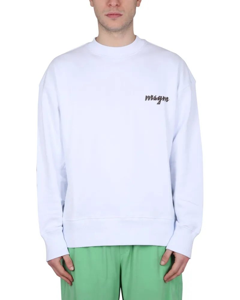 MSGM Logo Crewneck Sweatshirt — White White