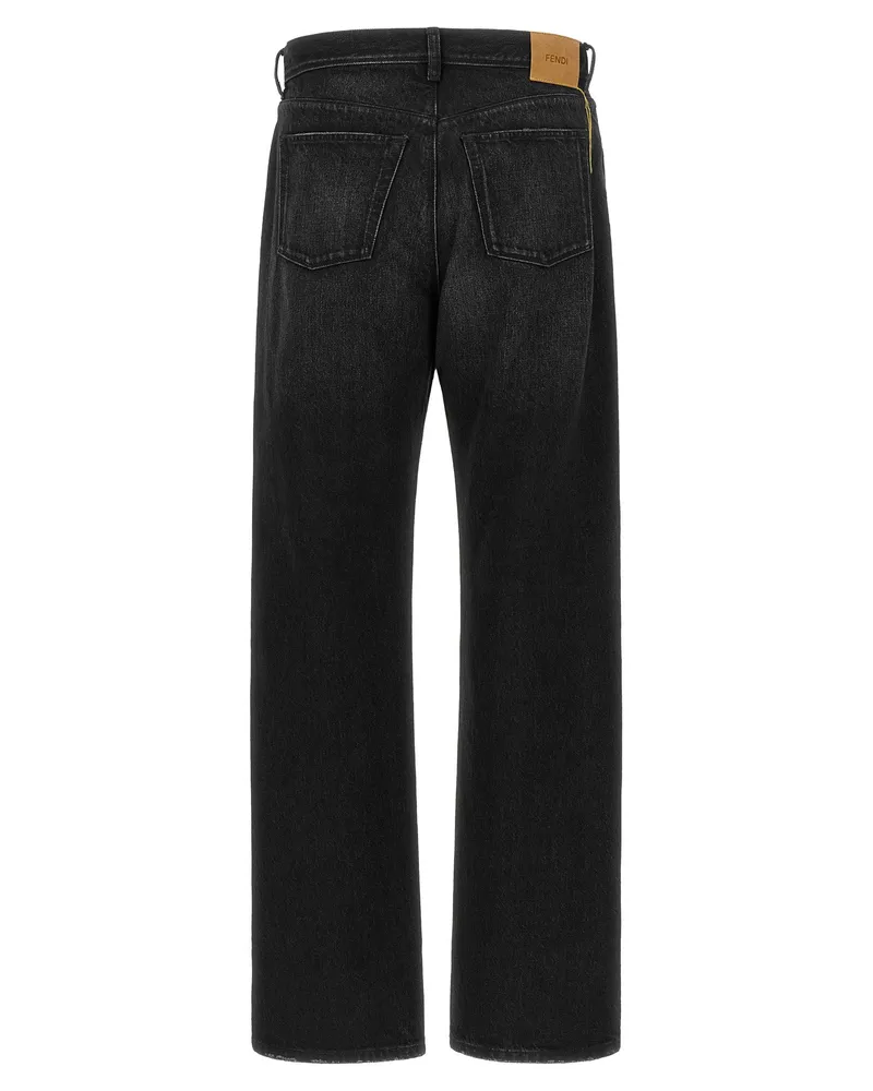 Fendi Organic Cotton Stonewashed Jeans — Black Black