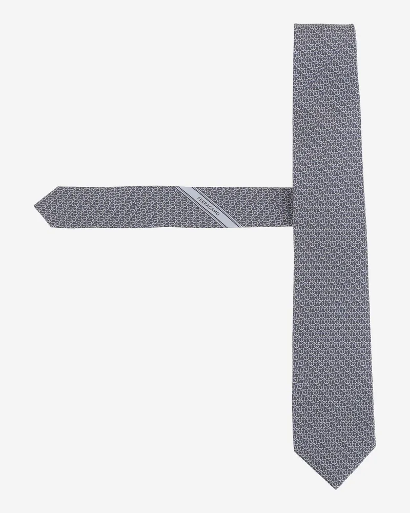 Ferragamo Men's Tie Silk, Grey Ties & Bow Gray