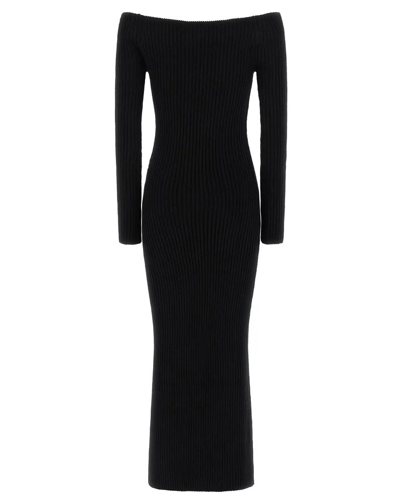 Max Mara Women's Black Wool Long Dress Black
