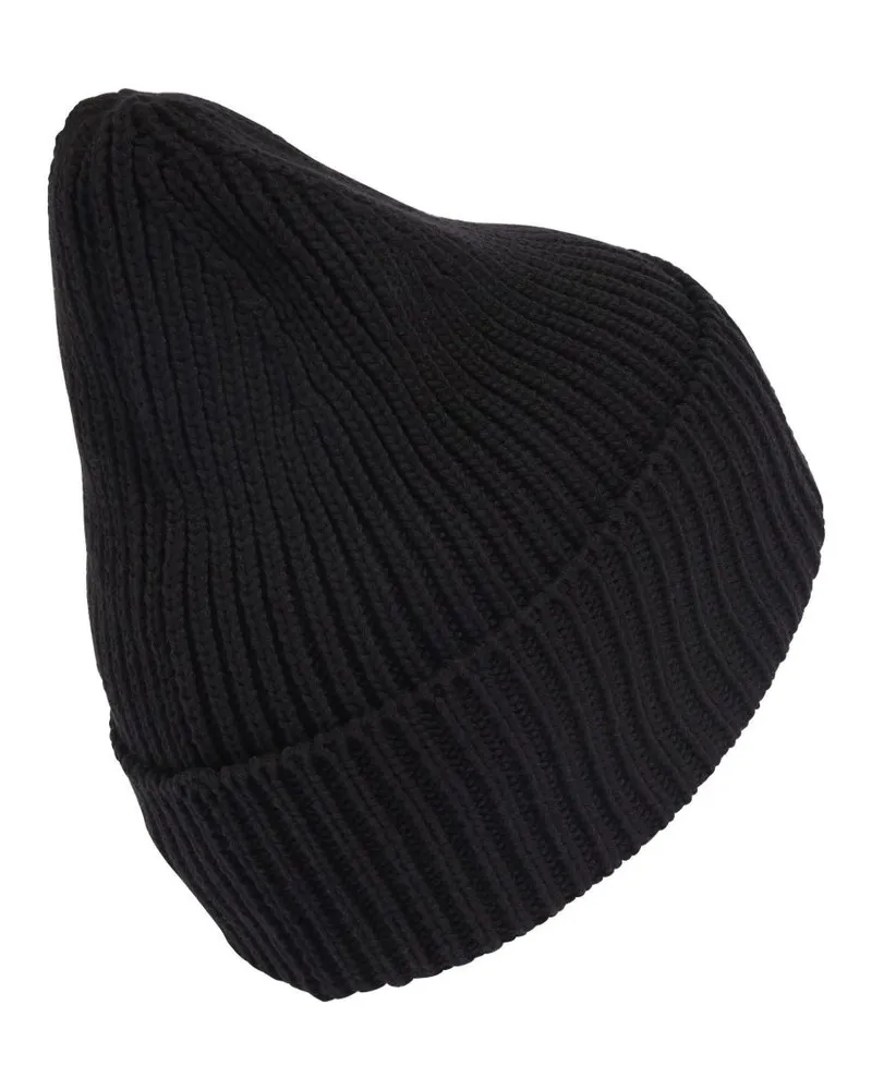 adidas Ribbed Knit Logo Beanie — Black Black