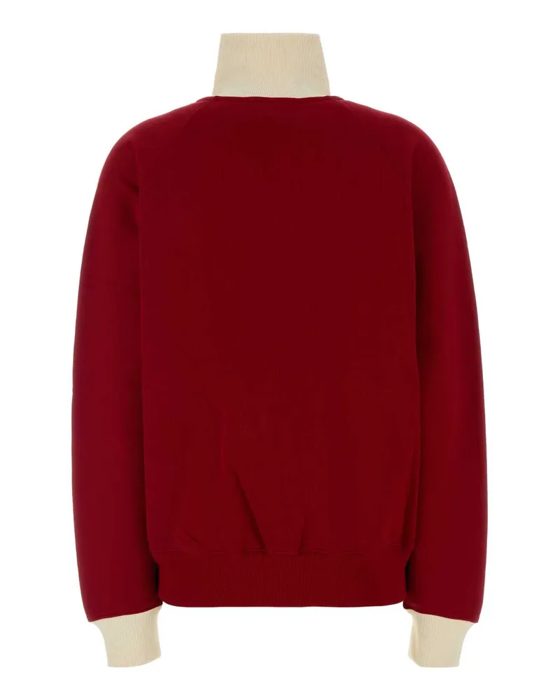 AMI Paris Bicolor Zip Sweatshirt — Red Red