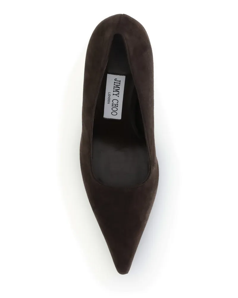 Jimmy Choo Women's Ixia Pumps Chocolate Leather Upper High Heel Shoes Brown