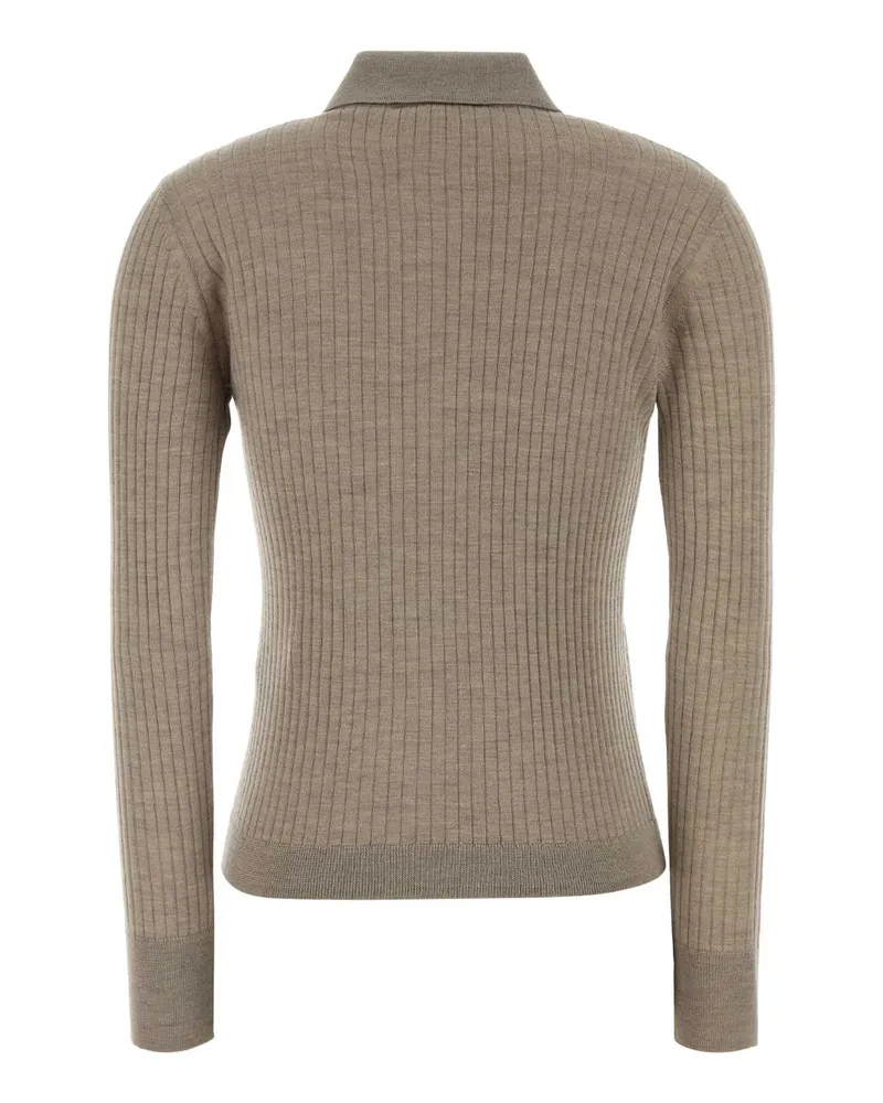 Max Mara Women's Ribbed Cashmere Silk Polo Beige Beige