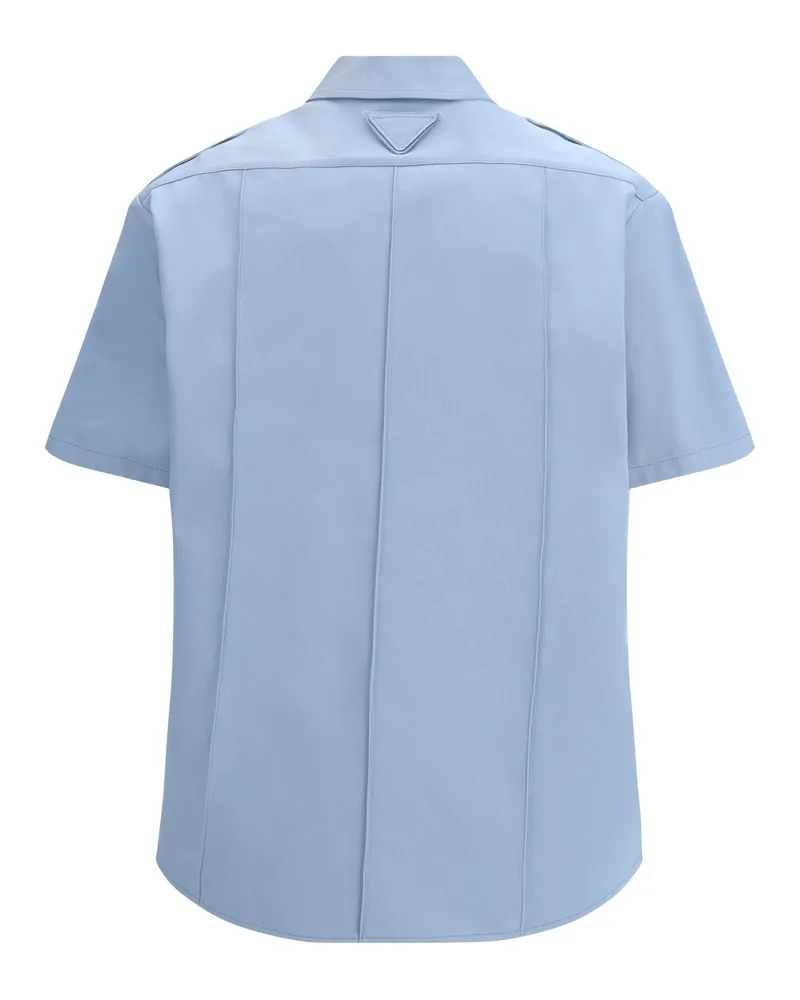 Prada Women's Short-Sleeved Shirt Avio Cotton Blue