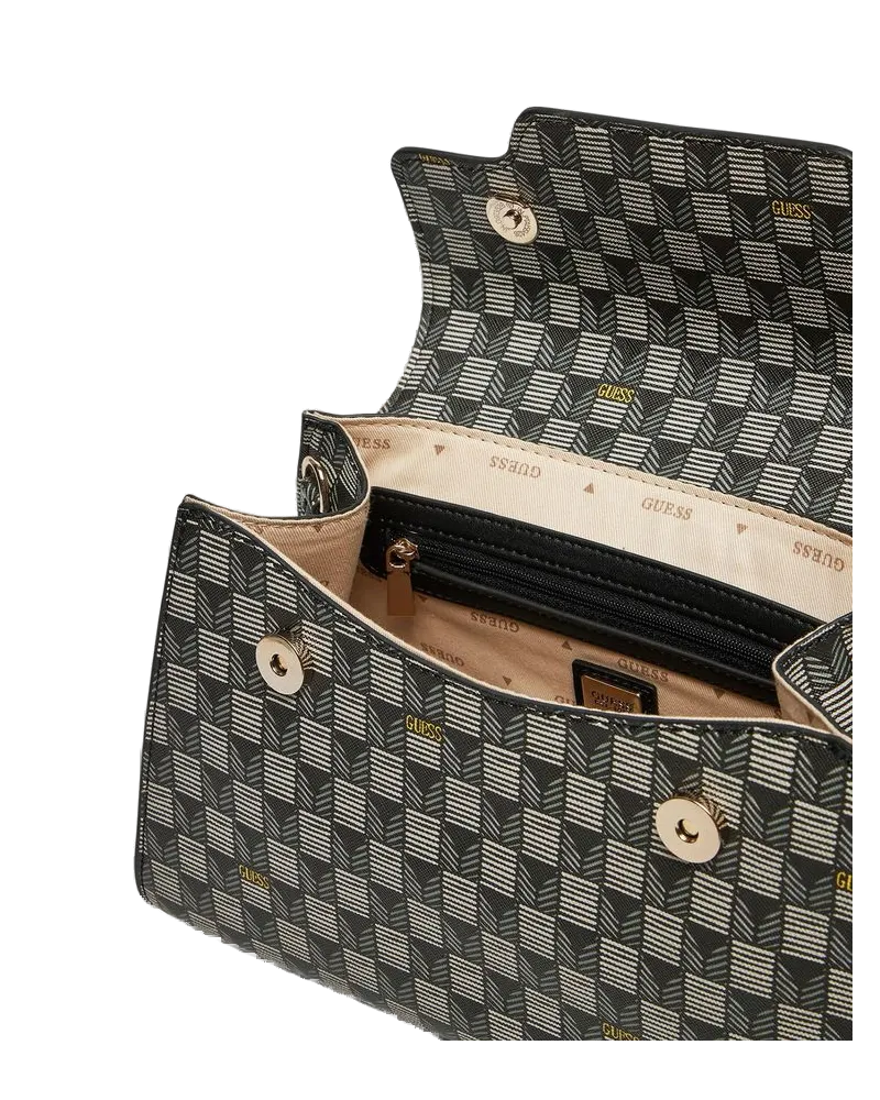 Guess Women's Top Handle Bag Black Logo Polyurethane - Top-Handle-Bags Black
