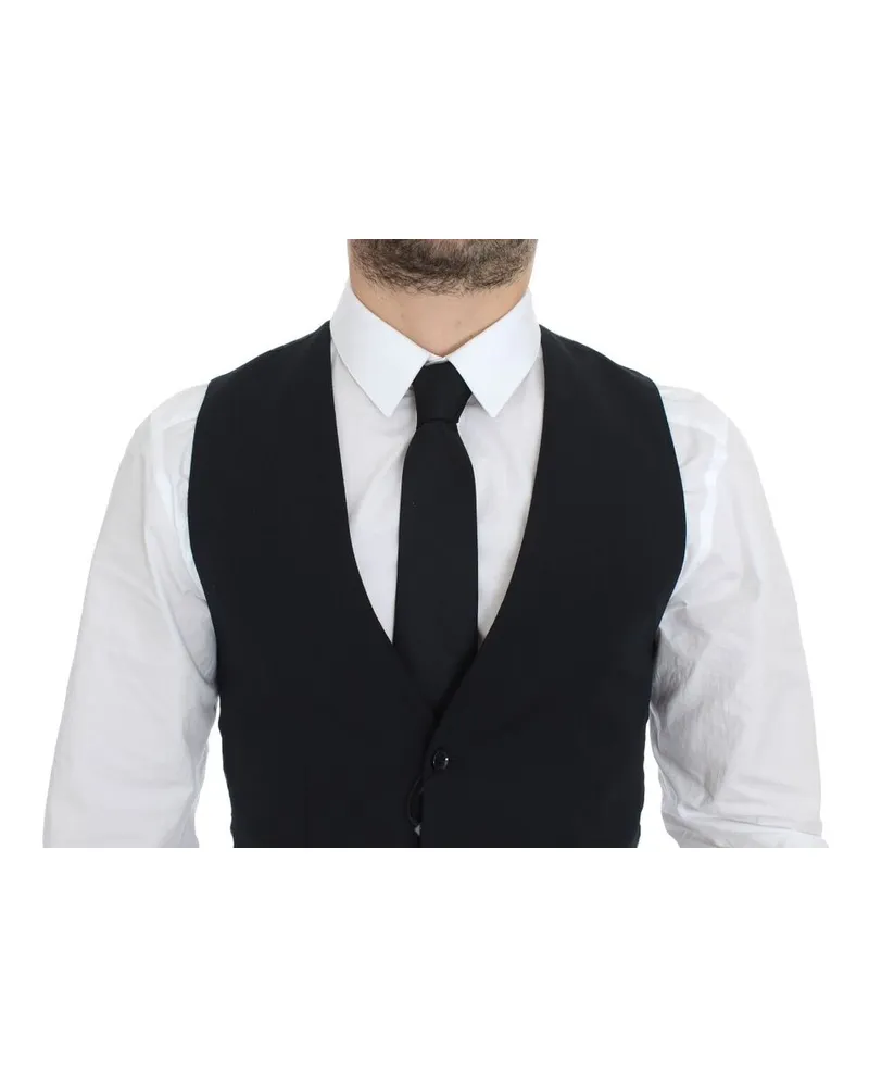 Dolce & Gabbana Men's Blue Wool Formal Dress Vest Gilet Navy