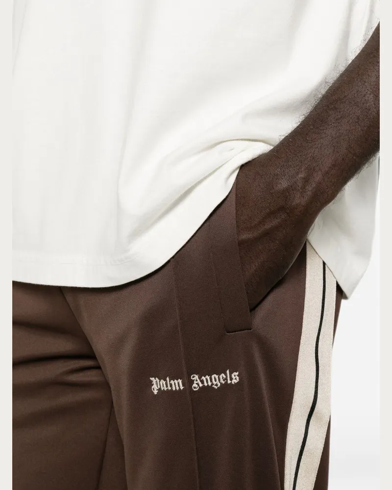 Palm Angels Logo-Print Joggers — Brown Brown
