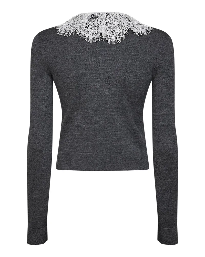 Self-Portrait Women's Wool Knit Cardigan Grey Cardigans Sweater Gray