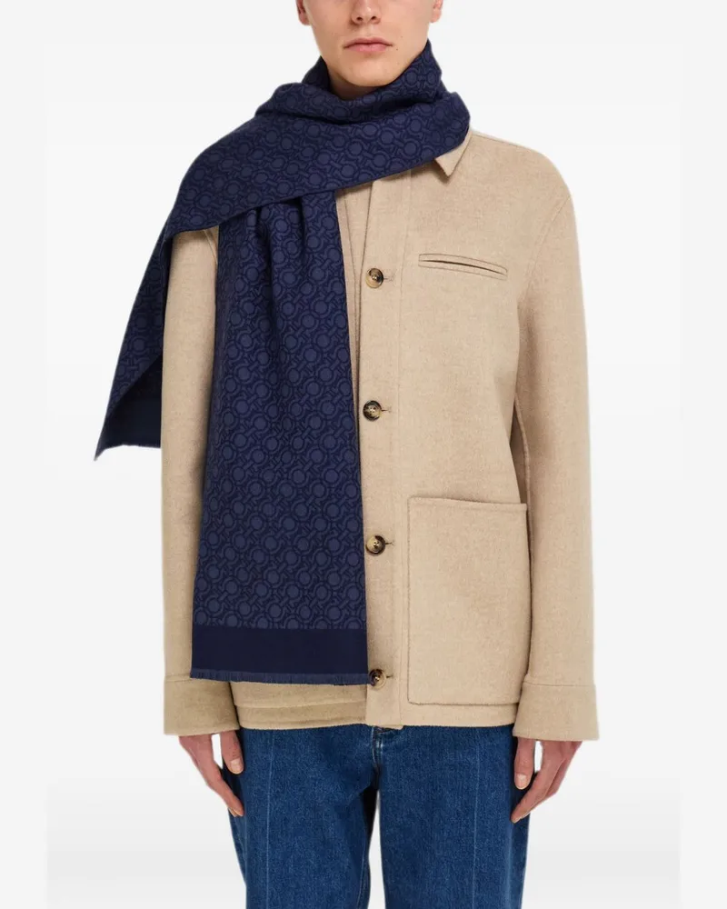 Ferragamo Gancini Wool Scarf — Navy Navy
